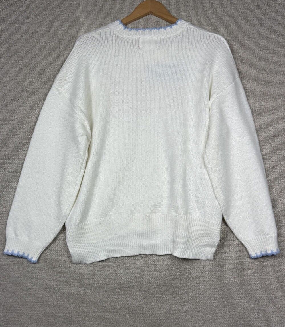 Soho & Stella American Flag Sweater Small White Patriotic Knit Pullover USA NWT - Picture 6 of 11